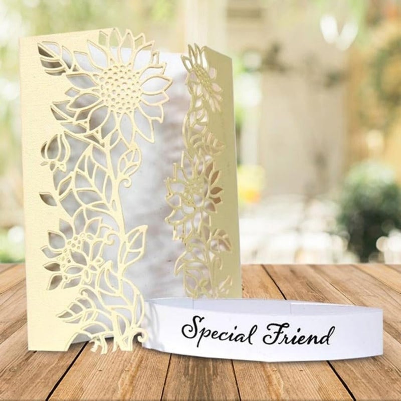 Lapoo Metal Cutting Die for Scrapbooking, 3D Backgrounds Frame New Cutting Dies DIY Album Card Making Decor Paper Craft Metal Die Cuts Party Wedding Decorations (Leaf-Turning Sunflower 7.2 x 5.2 in) - Image 3